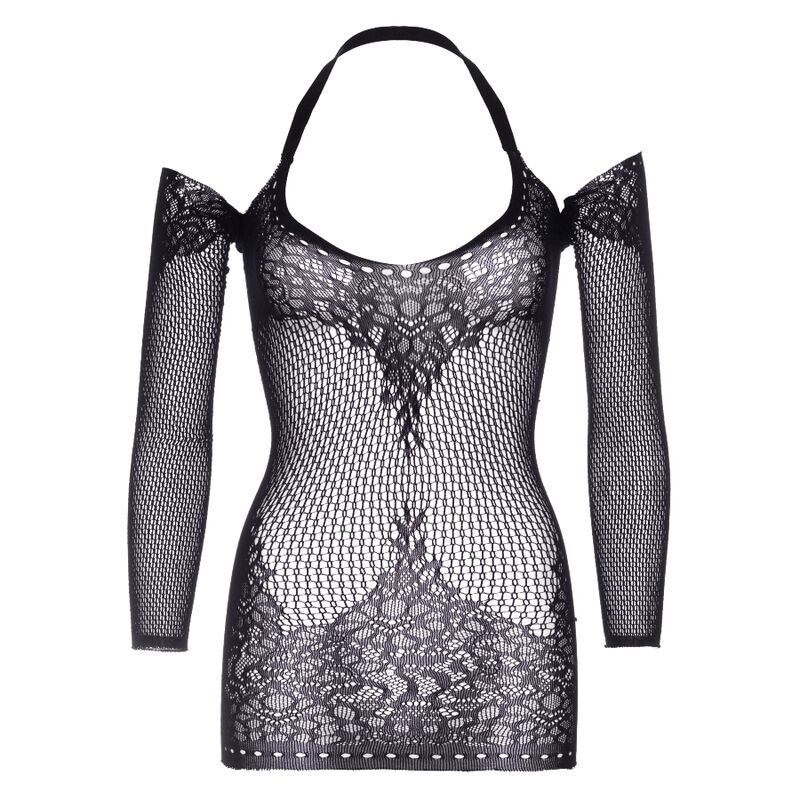 LEG AVENUE - TWIST HALTER LACE MINI DRESS ONE SIZE - Billede 3