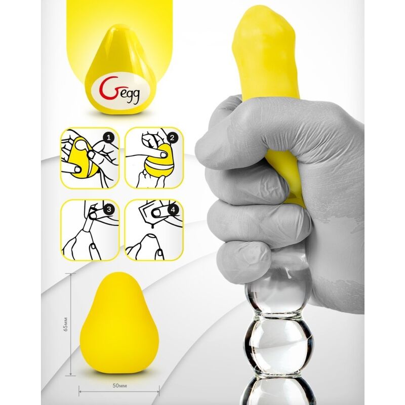 G-VIBE - REUSABLE YELLOW TEXTURED MASTURBATOR EGG - Billede 4