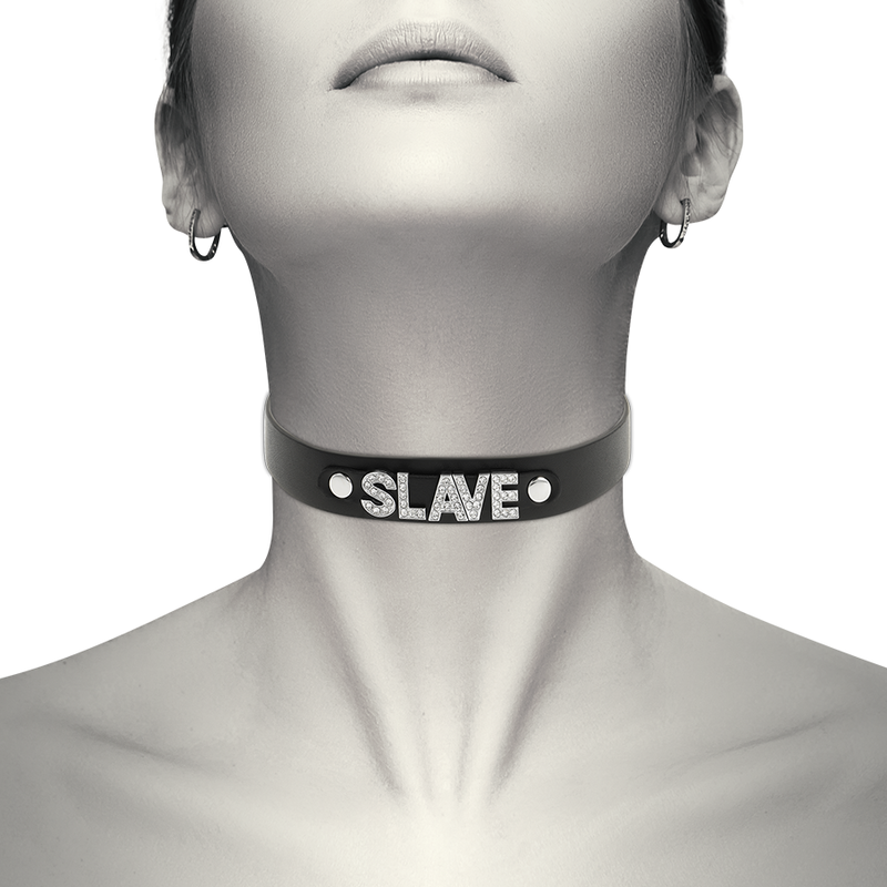 COQUETTE CHIC DESIRE - SLAVE VEGAN LEATHER CHOKER - Billede 2