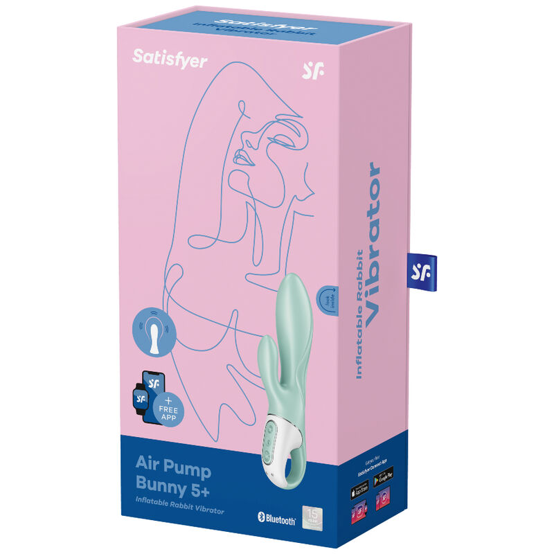 SATISFYER - AIR PUMP BUNNY 5+ INFLATABLE RABBIT VIBRATOR APP GREEN - Billede 4