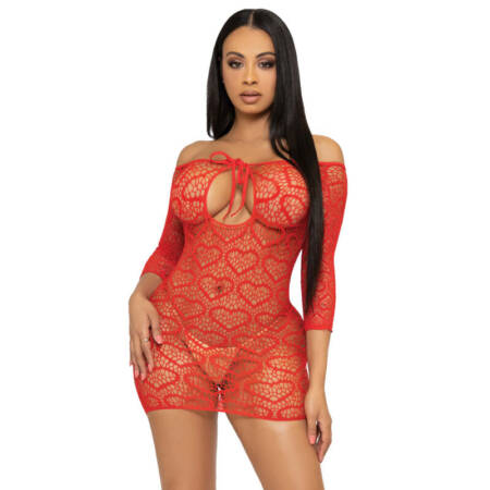 LEG AVENUE - HEART NET MINI DRESS ONE SIZE
