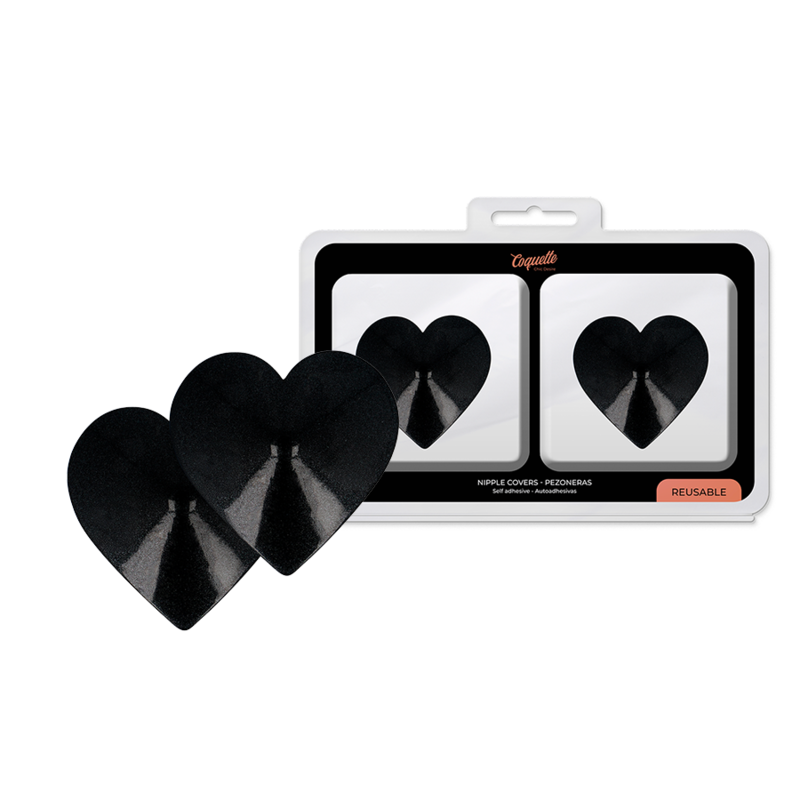 COQUETTE CHIC DESIRE - NIPPLE COVERS BLACK HEARTS - Billede 2