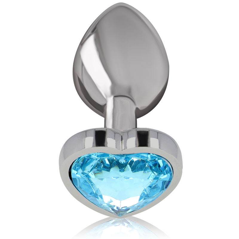 INTENSE - ALUMINUM METAL ANAL PLUG BLUE HEART SIZE M - Billede 2