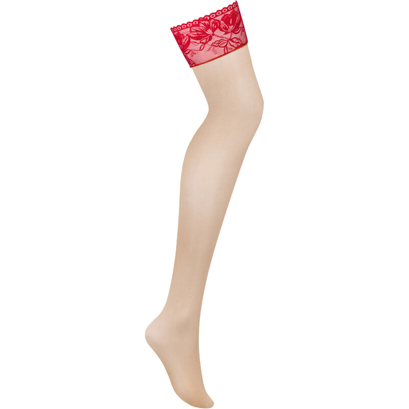 OBSESSIVE - LACELOVE STOCKINGS RED - Billede 5