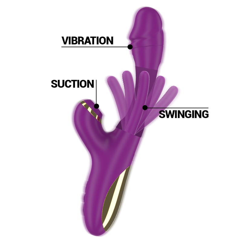 INTENSE - ATENEO RECHARGEABLE MULTIFUNCTION VIBRATOR 7 VIBRATIONS WITH SWINGING MOTION AND SUCKING PURPLE - Billede 3
