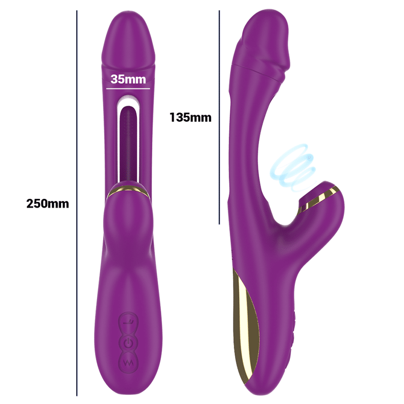 INTENSE - ATENEO RECHARGEABLE MULTIFUNCTION VIBRATOR 7 VIBRATIONS WITH SWINGING MOTION AND SUCKING PURPLE - Billede 4
