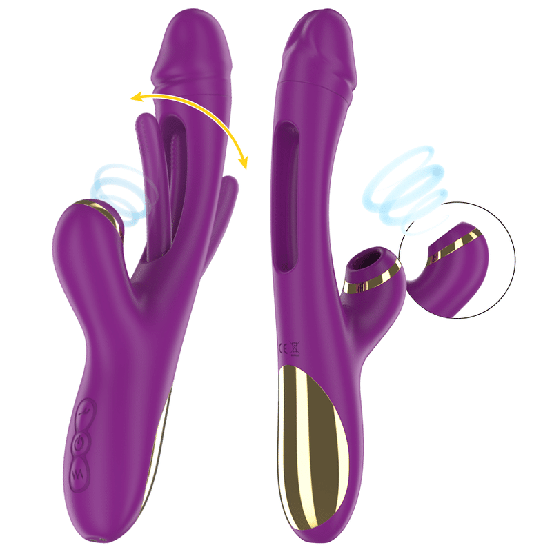 INTENSE - ATENEO RECHARGEABLE MULTIFUNCTION VIBRATOR 7 VIBRATIONS WITH SWINGING MOTION AND SUCKING PURPLE - Billede 2