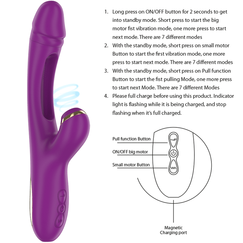INTENSE - ATENEO RECHARGEABLE MULTIFUNCTION VIBRATOR 7 VIBRATIONS WITH SWINGING MOTION AND SUCKING PURPLE - Billede 5