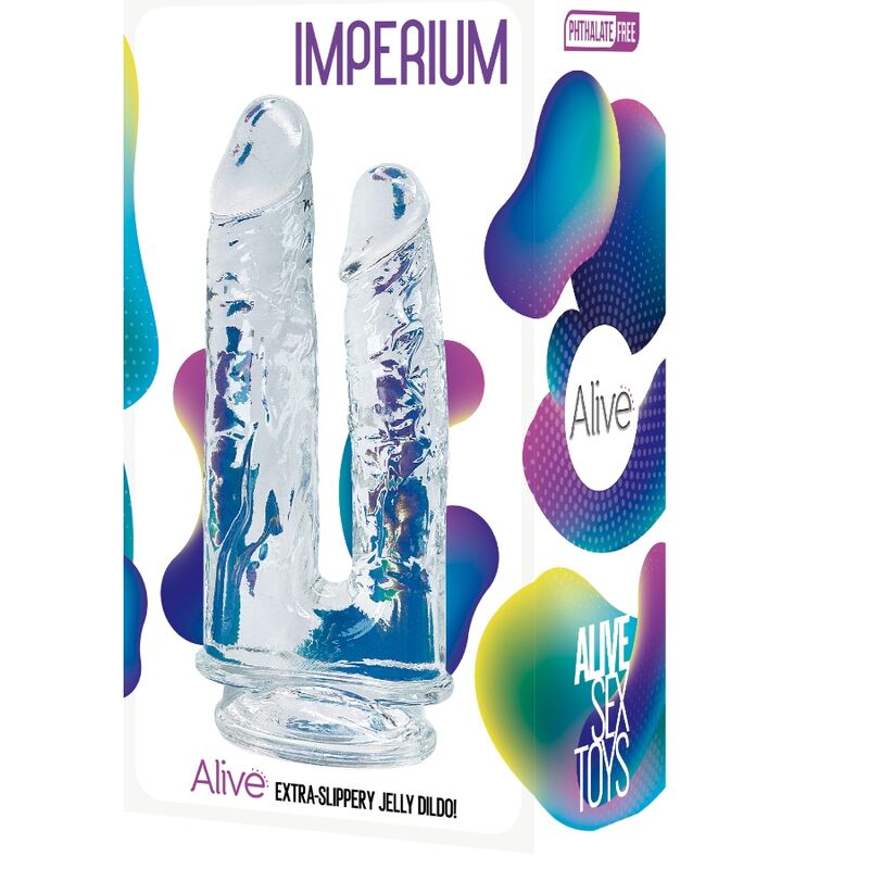 ALIVE - IMPERIUM DOUBLE REALISTIC PENIS TRANSPARENT 12/14 CM - Billede 2