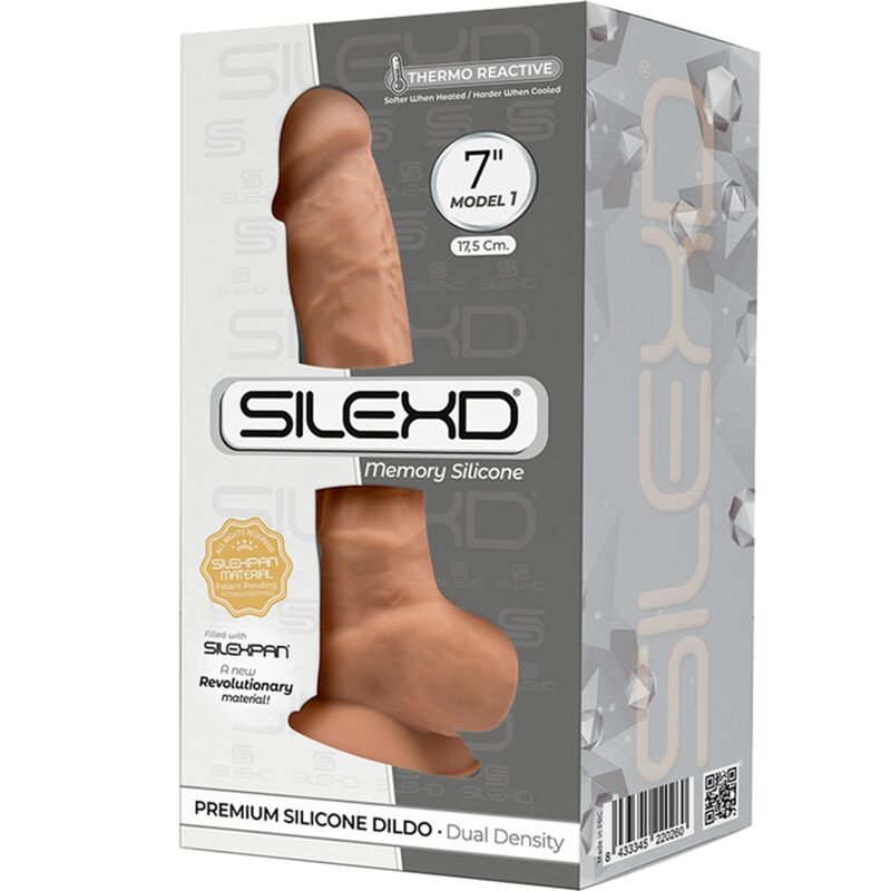 SILEXD - MODEL 1 REALISTIC PENIS PREMIUM SILEXPAN SILICONE CARAMEL 17.5 CM - Billede 3