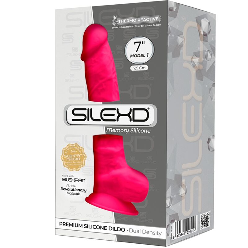 SILEXD - MODEL 1 REALISTIC PENIS PREMIUM SILEXPAN SILICONE FUCHSIA 17.5 CM - Billede 3