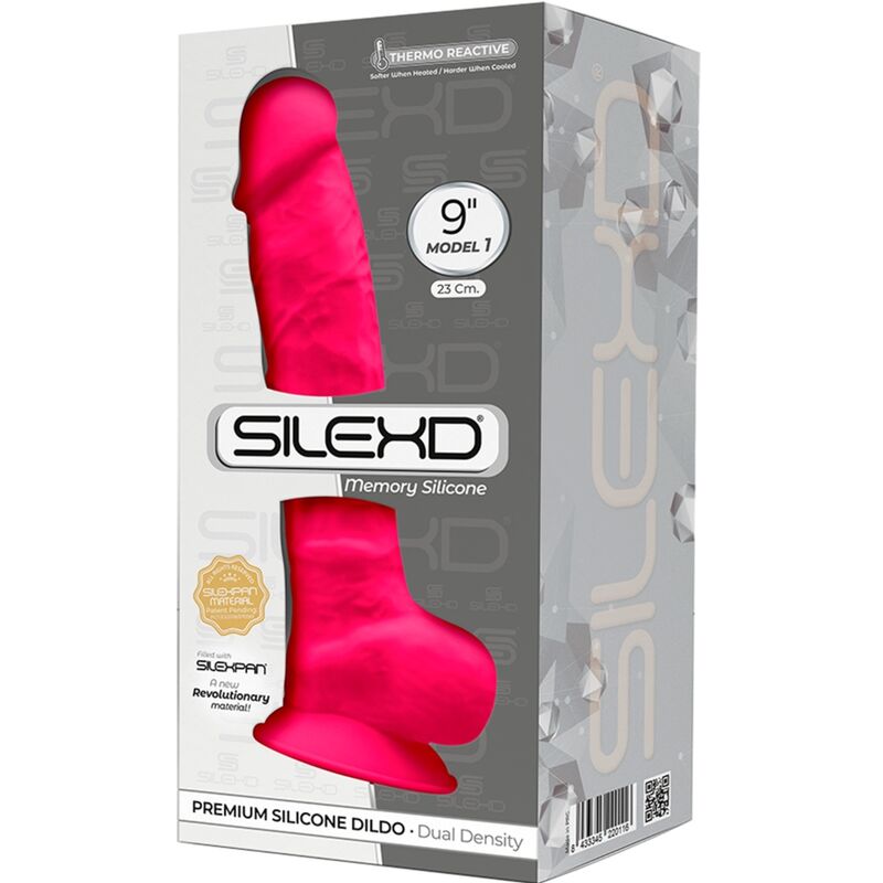 SILEXD - MODEL 1 REALISTIC PENIS PREMIUM SILEXPAN SILICONE FUCHSIA 23 CM - Billede 3