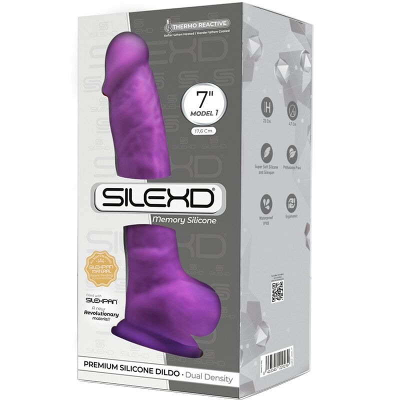 SILEXD - MODEL 1 REALISTIC PENIS PREMIUM SILEXPAN SILICONE VIOLET 17.5 CM - Billede 2