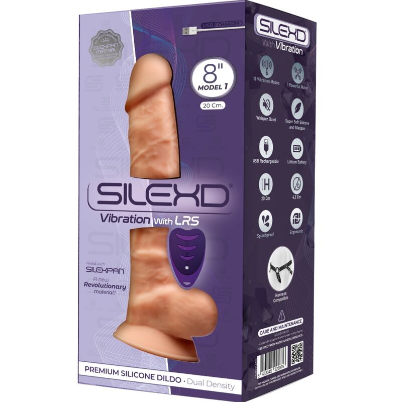 SILEXD - MODEL 1 REALISTIC PENIS VIBRATOR SILICONE PREMIUM SILEXPAN REMOTE CONTROL 20 CM - Billede 3