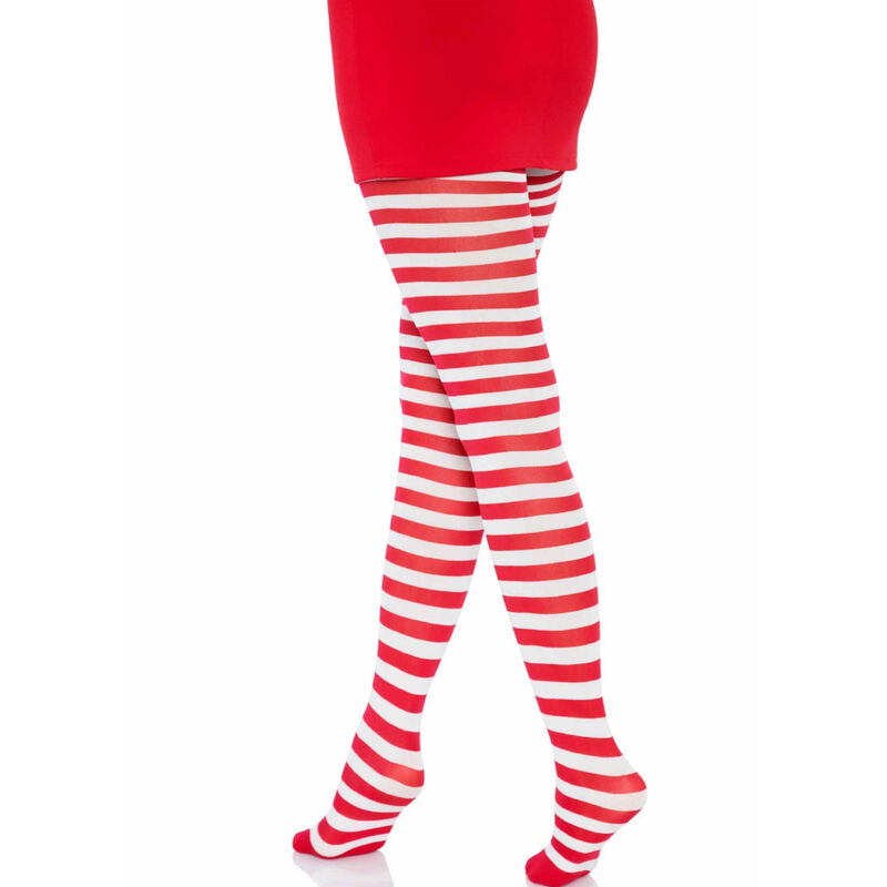 LEG AVENUE - WHITE/RED STRIPED TIGHTS - Billede 3