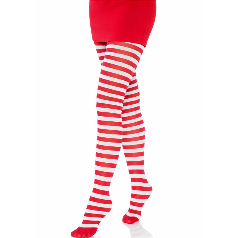 LEG AVENUE - WHITE/RED STRIPED TIGHTS - Billede 2