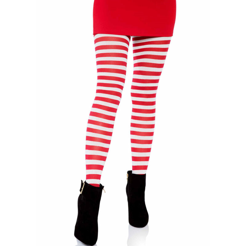 LEG AVENUE - WHITE/RED STRIPED TIGHTS - Billede 4