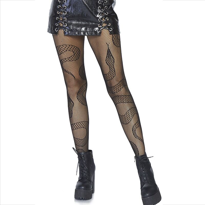 LEG AVENUE - STOCKINGS NET SNAKES BLACK - Billede 3
