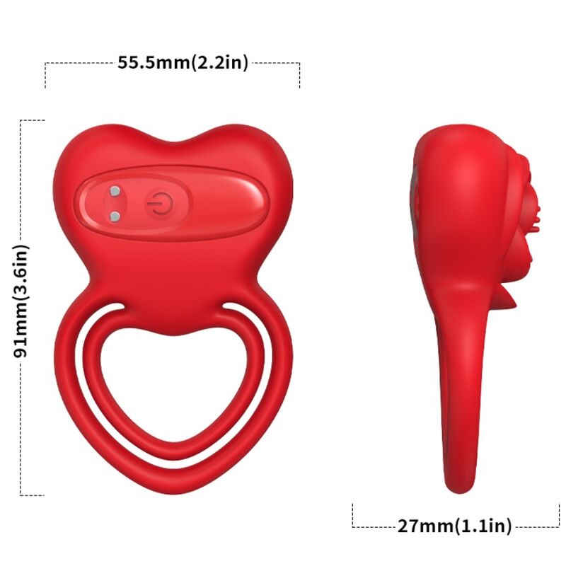 ARMONY - RING VIBRATOR HEART RED - Billede 3