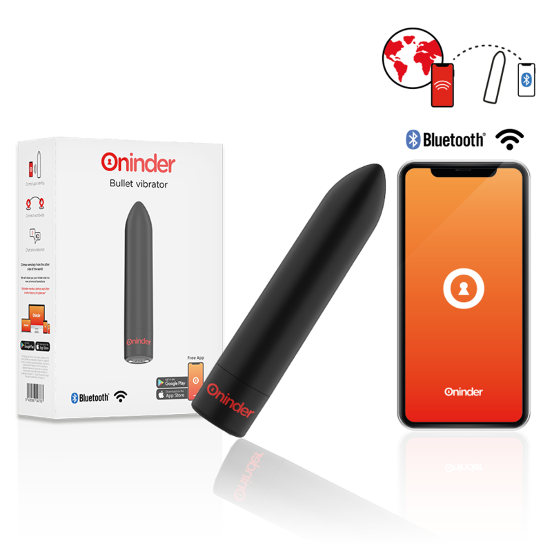 ONINDER - BERLIN BULLET VIBRATOR BLACK 9 MODES 8.5 X 2 CM - FREE APP - Billede 2