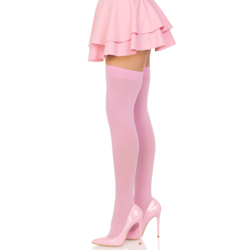LEG AVENUE - NYLON THIGH HIGHS PINK - Billede 3