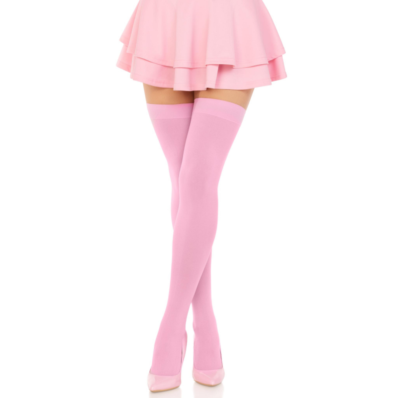 LEG AVENUE - NYLON THIGH HIGHS PINK - Billede 4