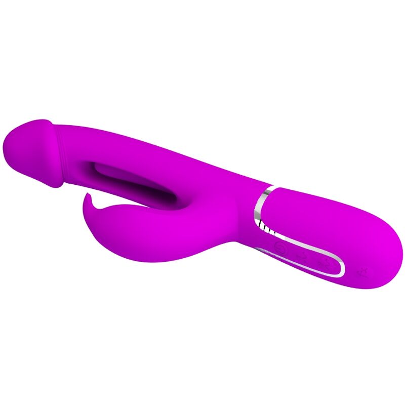 PRETTY LOVE - KAMPAS RABBIT 3 IN 1 MULTIFUNCTION VIBRATOR WITH TONGUE FUCHSIA - Billede 5