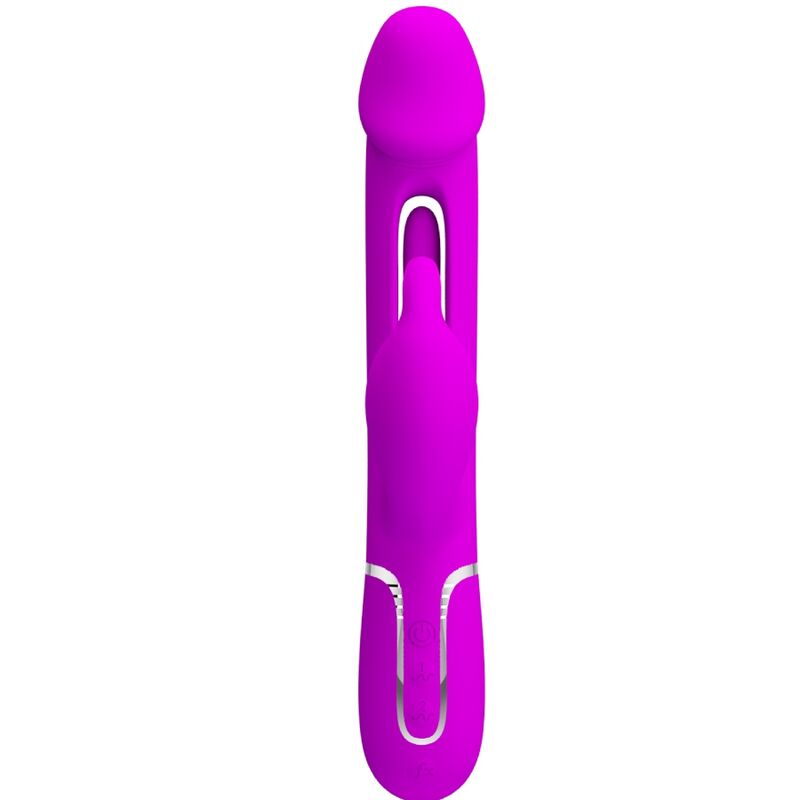 PRETTY LOVE - KAMPAS RABBIT 3 IN 1 MULTIFUNCTION VIBRATOR WITH TONGUE FUCHSIA - Billede 2