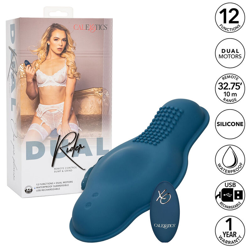 CALEXOTICS - RIDER MASSAGER DOUBLE MOTOR REMOTE CONTROL BLUE - Billede 2