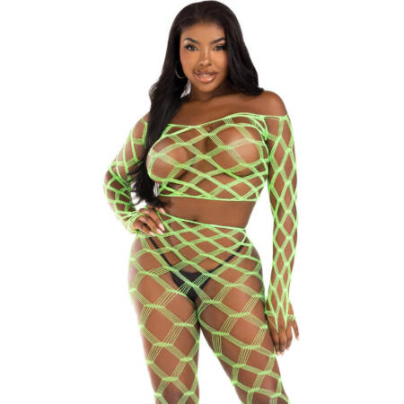 LEG AVENUE - FISHNET CROP TOP + STOCKINGS