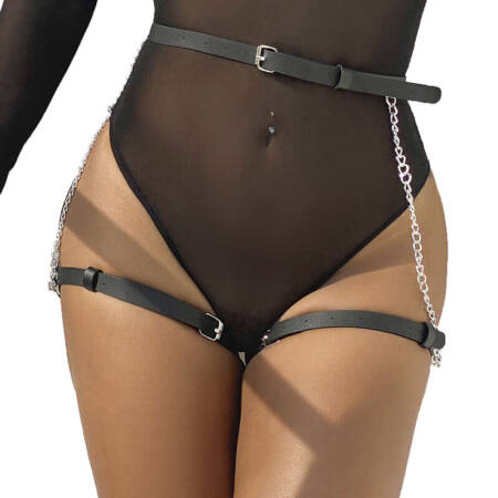 SUBBLIME FETISH COLLECTION - LEATHER BELT HARNESS BLACK ONE SIZE