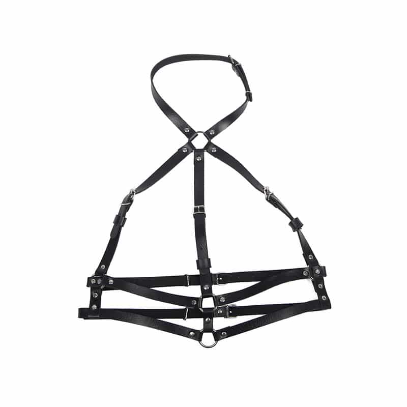 SUBBLIME FETISH COLLECTION - LEATHER RING CHEST HARNESS BLACK ONE SIZE - Billede 4
