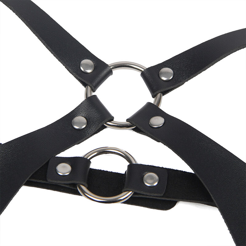 SUBBLIME FETISH COLLECTION - FULL BODY HARNESS WITH LEATHER BUCKLES BLACK ONE SIZE - Billede 5