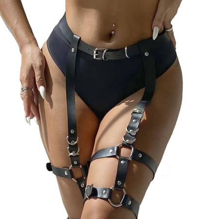 SUBBLIME FETISH COLLECTION - GARTER HARNESS WITH RINGS ONE SIZE