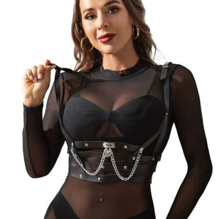 SUBBLIME FETISH COLLECTION - CORSET HARNESS WITH CHAINDETAIL ONE SIZE