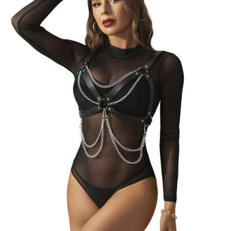 SUBBLIME FETISH COLLECTION - HARNESS BRA WITH CHAINDETAIL ONE SIZE