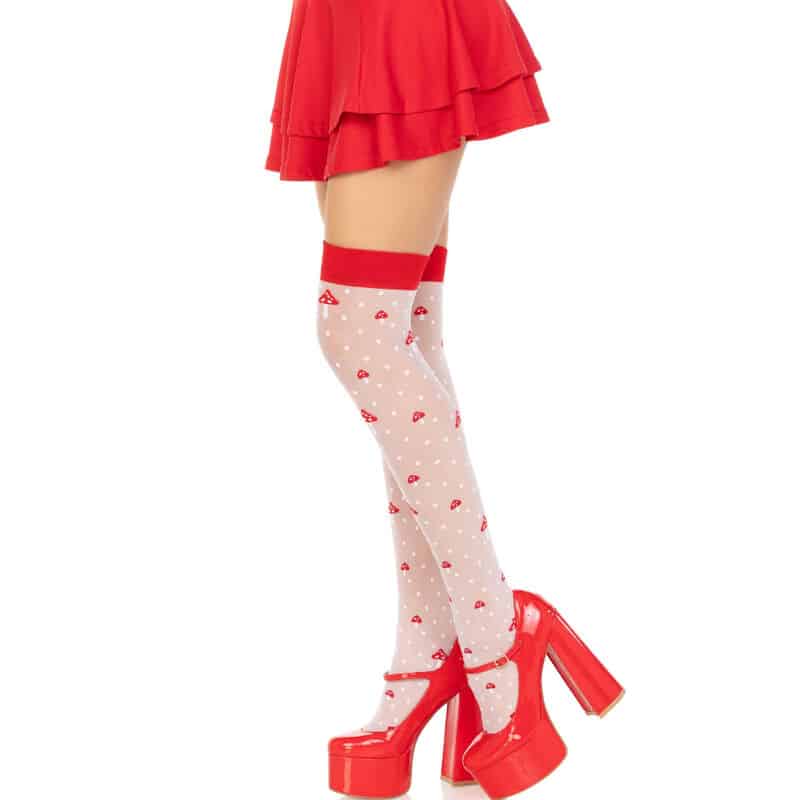 LEG AVENUE - MUSHROOM HIGH SOCKS RED/WHITE - Billede 3