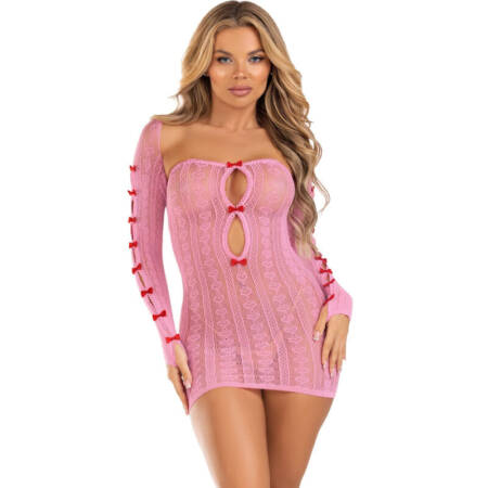 LEG AVENUE - DRESS HEART  BOWS PINK ONE SIZE