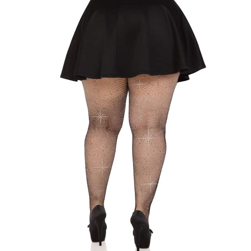 LEG AVENUE - CRYSTALIZED MESH STOCKINGS PLUS SIZE - Billede 2