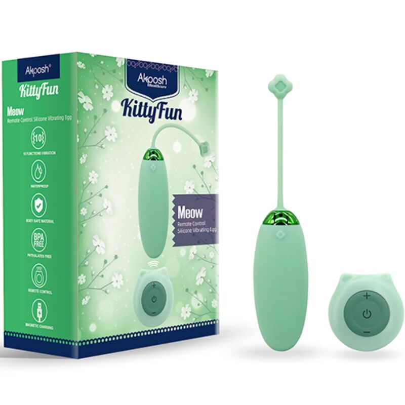 ARMONY - KITTY FUN EGG VIBRATOR REMOTE CONTROL 10 VIBRATIONS GREEN - Billede 5