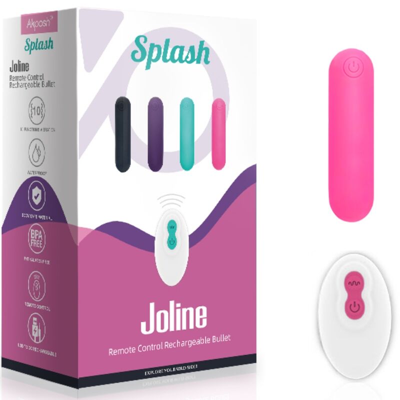 ARMONY - SPLASH JOLINE VIBRATOR BULLET SILICONE REMOTE CONTROL 10 VIBRATIONS 65 X 15 CM PINK - Billede 5
