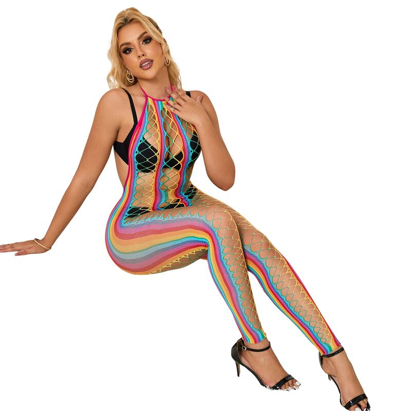 SUBBLIME - 952358 RAINBOW HALTER NECK FISHNET DRESS ONE SIZE - Billede 5