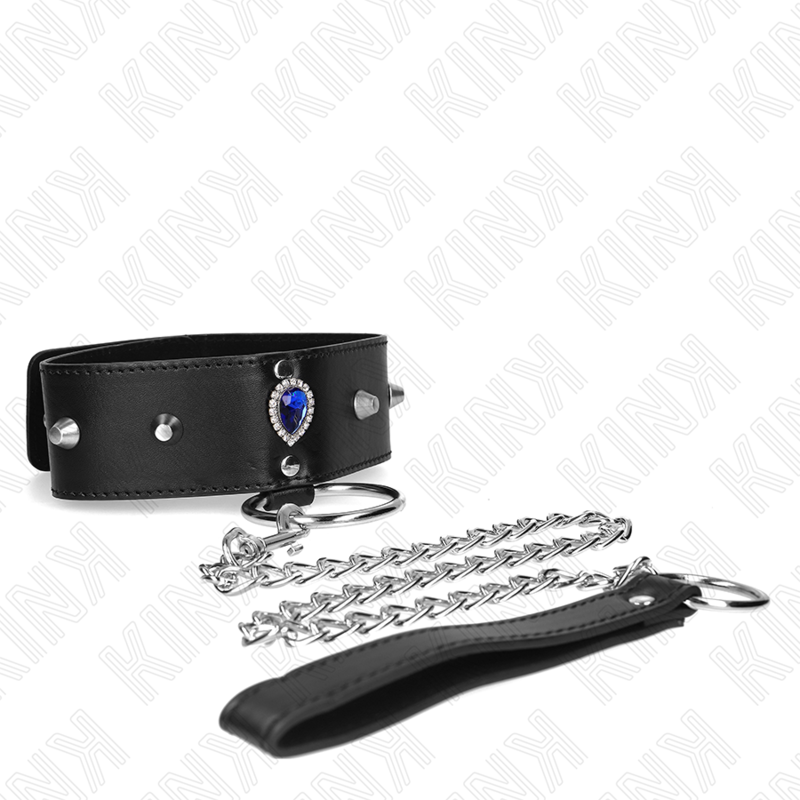 KINK - NECKLACE 65 CM WITH STRAP WITH BLUE DIAMONDS ADJUSTABLE 36-43 CM X 5 CM - Billede 4