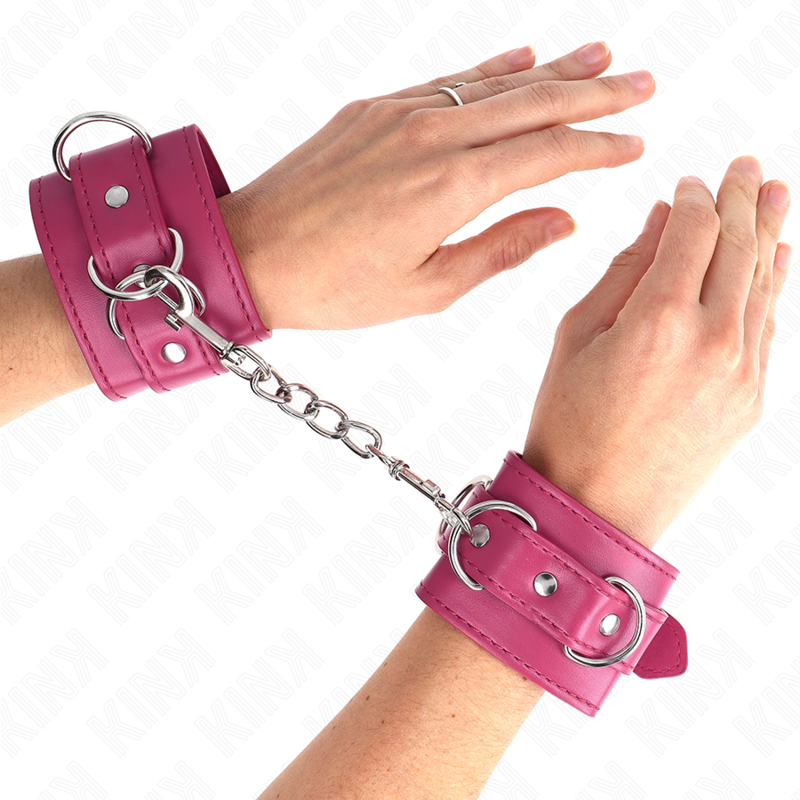 KINK - 3 D-RING WRIST RESTRAINTS ADJUSTABLE PINK 17.5-25 CM X 6 CM - Billede 4