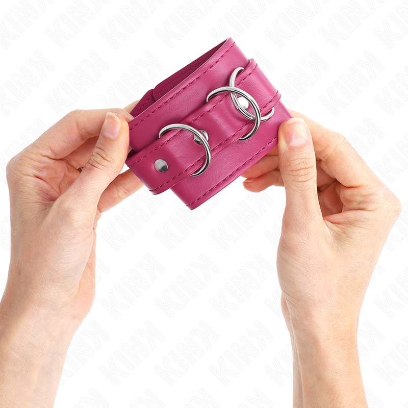 KINK - 3 D-RING WRIST RESTRAINTS ADJUSTABLE PINK 17.5-25 CM X 6 CM - Billede 3