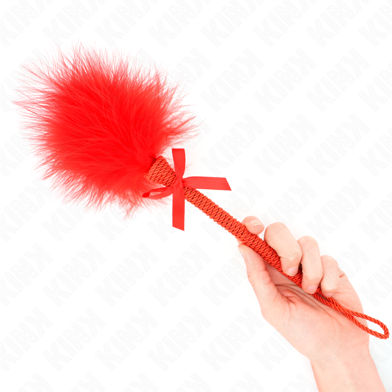 KINK - NYLON ROPE WAND WITH TICKLE FEATHERS AND RED BOW 25 CM - Billede 2