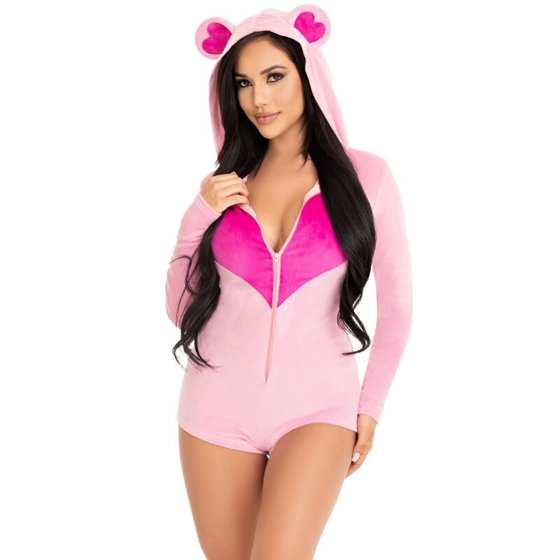 LEG AVENUE - TEDDY BEAR VELVET BODYSUIT PINK M - Billede 2