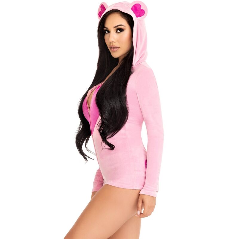 LEG AVENUE - TEDDY BEAR VELVET BODYSUIT PINK M - Billede 3