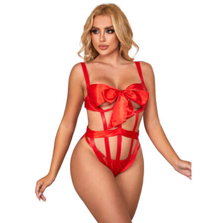 SUBBLIME - 954468 SEXY OPENWORK BODY WITH BOW RED