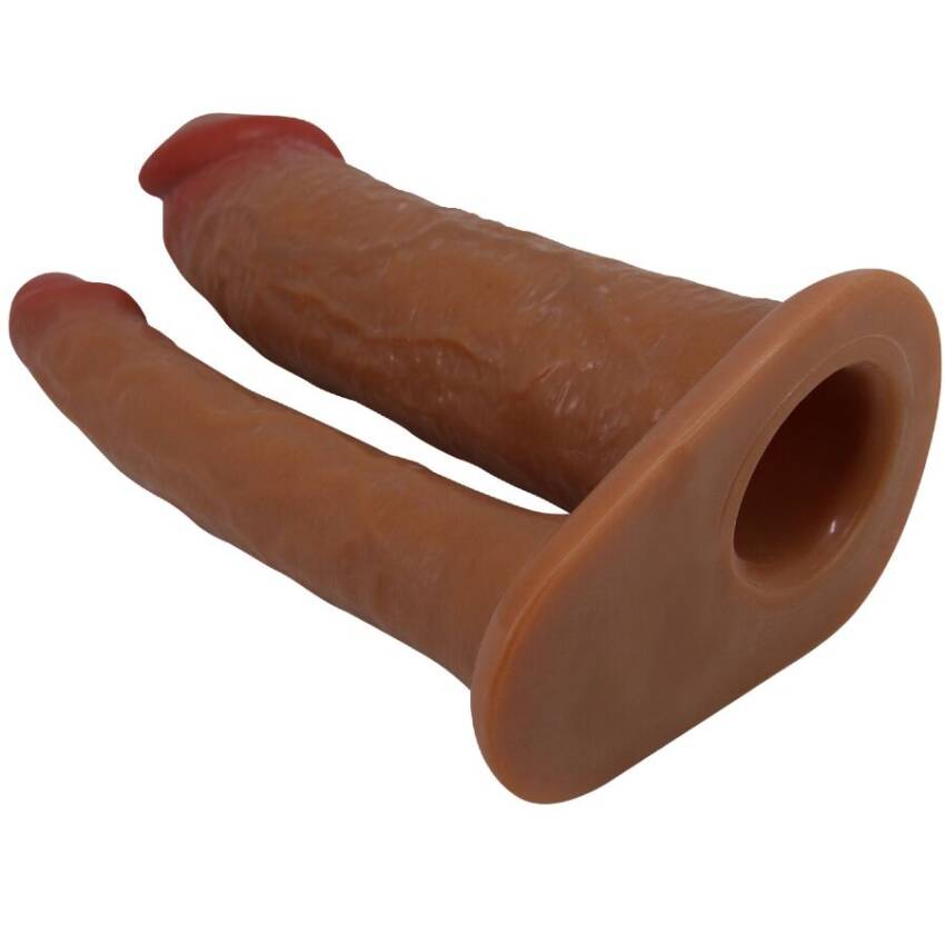 PRETTY LOVE - YAIRON DOUBLE PENIS SLEEVE WITH 4 CM EXTENSION MULATTO - Image 3